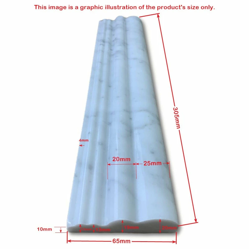 Promo 🎁 Stone Center Online Carrara Marble Chair Rail Trim Molding Honed Venato Carrera Tile, 1 Piece 😀 4 Promo 🎁 Stone Center Online Carrara Marble Chair Rail Trim Molding Honed Venato Carrera Tile, 1 Piece 😀 - Image 4