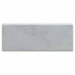 Best Sale 🎉 Stone Center Online Carrara White Marble Venato Carrera Baseboards Trim 5"x12" Polished, 1 Piece 🤩