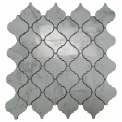 Deals 🧨 Tiles R Us Carrara White Marble Polished Arabesque, Lantern Tile, 12"x12" Sheet 🌟