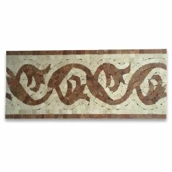 Best deal ⌛ Stone Center Online Marble Mosaic Border Listello Tile Floral Red Wooden 5.9x13.8 Polished, 1 Piece 🥰