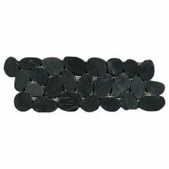 New ✔️ Faber Cnk Stone Sliced Charcoal Black Pebble Tile Border 🎉