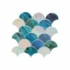 Coupon ✔️ Flooring Supply Shop Mosaic Glass Tile Fish Scale Shape For Walls & More, Green Sky 🛒