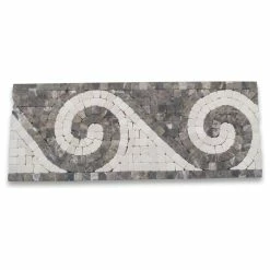 Best Pirce 🛒 Stone Center Online Marble Mosaic Border Listello Tile Surf Emperador 4.75x12 Tumbled, 1 Piece 🤩
