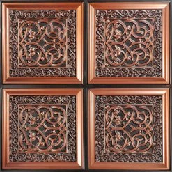 Best Sale 🎉 Decorative Ceiling Tiles, Inc. Lover's Knot, Faux Tin Ceiling Tile, Glue Up, 24"x24", #231, Antique Copper ✔️