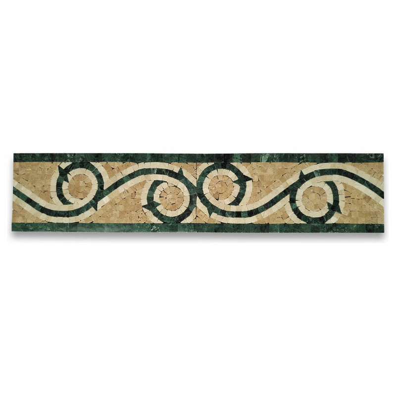 Cheap ๐ Stone Center Online Marble Mosaic Border Listello Tile Vine Dark Green 5.1x12 Polished, 1 Piece ๐ 2 Cheap ๐ Stone Center Online Marble Mosaic Border Listello Tile Vine Dark Green 5.1x12 Polished, 1 Piece ๐ - Image 2
