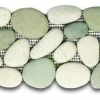 Hot Sale ⭐ Faber Cnk Stone Sea Green And White Pebble Tile Border 🛒