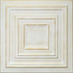 Best Pirce 🌟 Euro-Deco 19.6"x19.6" Styrofoam Glue Up Ceiling Tiles R33 White Satin Washed Gold ❤️