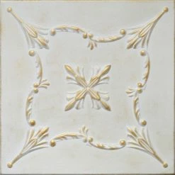 Discount 🌟 Euro-Deco 19.6"x19.6" Styrofoam Glue Up Ceiling Tiles R38 White Satin Washed Gold 🥰