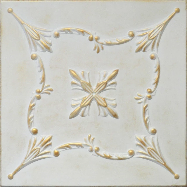 Discount 🌟 Euro-Deco 19.6"x19.6" Styrofoam Glue Up Ceiling Tiles R38 White Satin Washed Gold 🥰 1 Discount 🌟 Euro-Deco 19.6"x19.6" Styrofoam Glue Up Ceiling Tiles R38 White Satin Washed Gold 🥰