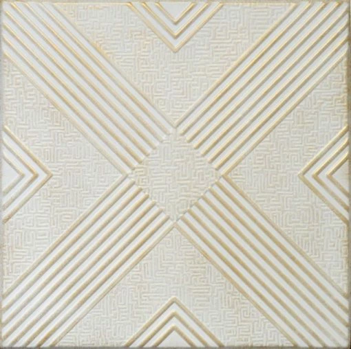 Best Sale 💯 Euro-Deco 19.6"x19.6" Styrofoam Glue Up Ceiling Tiles R34 White Satin Washed Gold 🎉