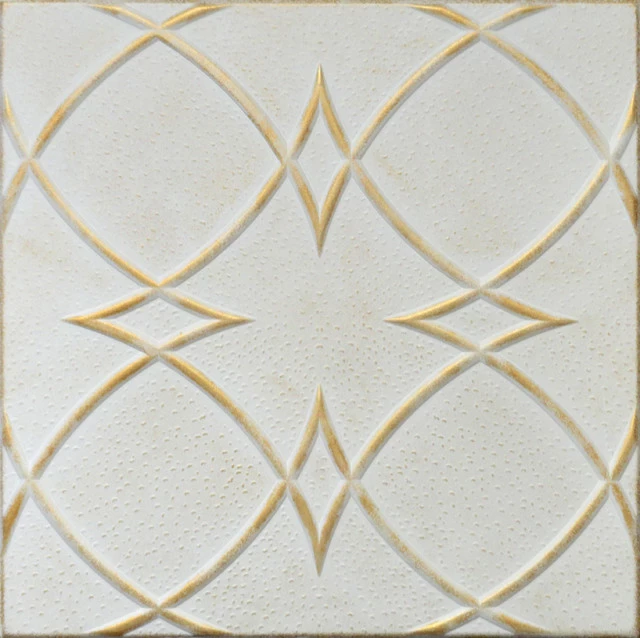 Discount ✨ Euro-Deco 19.6"x19.6" Styrofoam Glue Up Ceiling Tiles R23 White Satin Washed Gold ⌛ 1 Discount ✨ Euro-Deco 19.6"x19.6" Styrofoam Glue Up Ceiling Tiles R23 White Satin Washed Gold ⌛