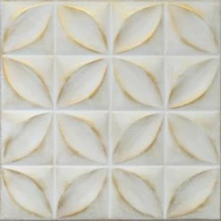 Coupon 🥰 Euro-Deco 19.6"x19.6" Styrofoam Glue Up Ceiling Tiles R3 White Satin Washed Gold ✨