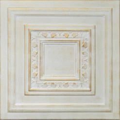 Budget ❤️ Euro-Deco 19.6"x19.6" Styrofoam Glue Up Ceiling Tiles R31 White Satin Washed Gold 👍