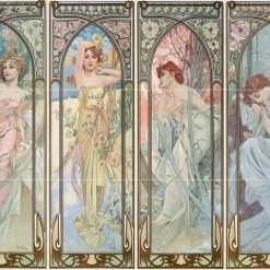 Best Sale 🔔 FlekmanArt Tile Mural Hub Tile Mural, 👧 Girls Season Of The Year Ceramic Matte 🛒