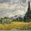 Outlet 🛒 Picture-Tiles Vincent Van Gogh Country Painting Ceramic Tile Mural #370, 40"x32" 😉
