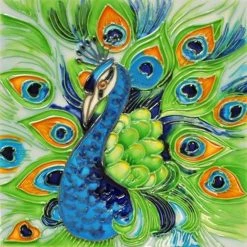 Best Pirce ✨ Jaco Spectacular Proud Peacock Ceramic Tile 8 Inches 🔥