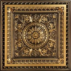 Deals ⭐ Decorative Ceiling Tiles, Inc. La Scala - Faux Tin Ceiling Tile - 24"x24" - #223, Antique Gold 🌟