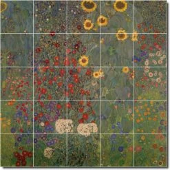 Outlet 🔔 Picture-Tiles Gustave Klimt Garden Painting Ceramic Tile Mural #48, 21.25"x21.25" 🔔