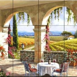 Wholesale ✔️ The Tile Mural Store (USA) Tile Mural, Wine Country Terrace By Sung Kim 🛒